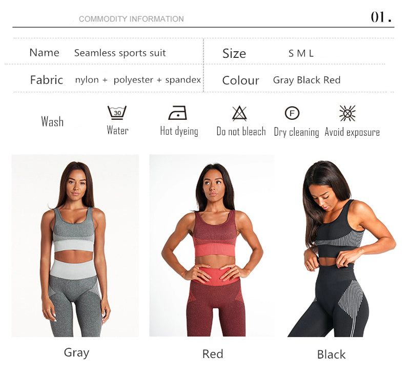 Seamless Yoga Set Women Dry Fit Two 2 Piece Tight Crop top Bra Legging Sportsuit Workout Outfit Fitness Wear Gym Set The Clothing Company Sydney