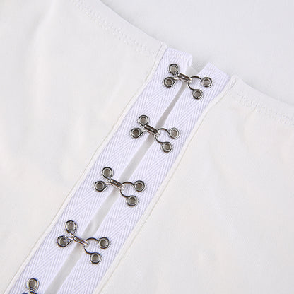 Streetwear Square Neck Hook Cotton Aututmn T-shirts Bodycon Gothic White Crop Tops Tees Long Sleeve T shirt The Clothing Company Sydney