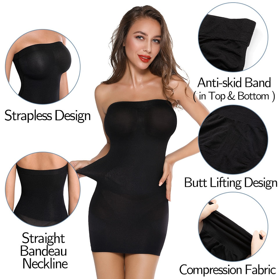 Women Shapewear Strapless Full Slips for Under Dress Tummy Control