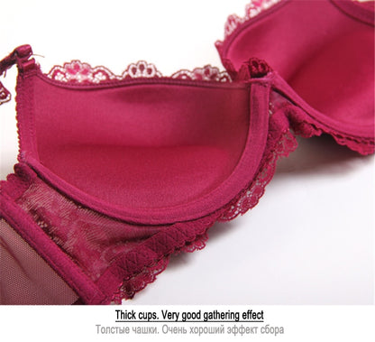 2 Piece underwear Set Lace Push-up Bra And Panty Sets Bow Comfortable Brassiere Bra Adjustable Deep V Lingerie The Clothing Company Sydney