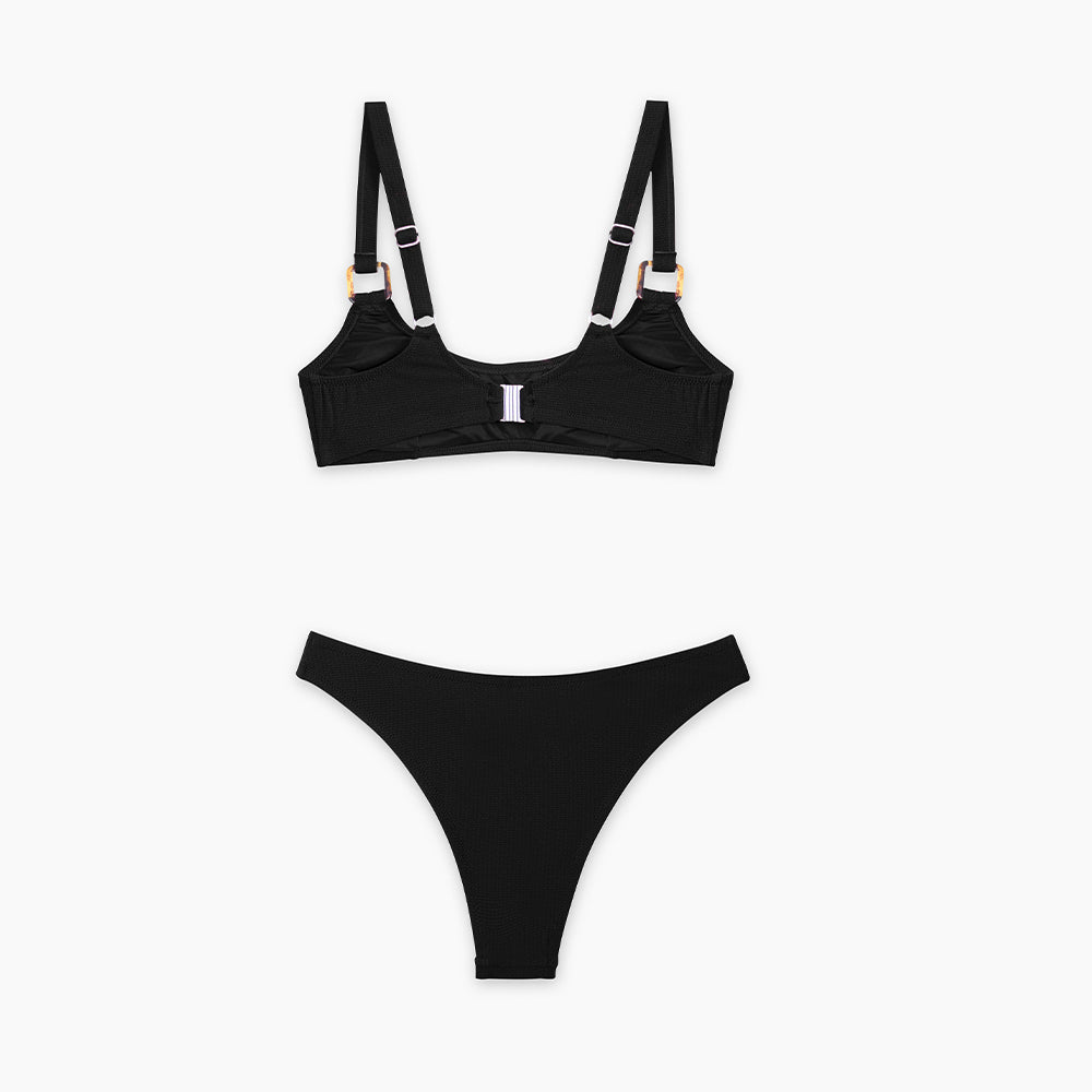 Black Tank Low Waist Bikini Set Swimsuits High Cut Two Piece Bathing Suit Swimwear Beachwear The Clothing Company Sydney