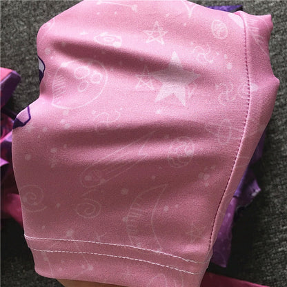 Cartoon Print Pink Two 2 Piece Long Sleeve Crop Top T Shirt Sport Pant Sportsuit Workout Active Outfit Fitness Gym Sport Sets The Clothing Company Sydney