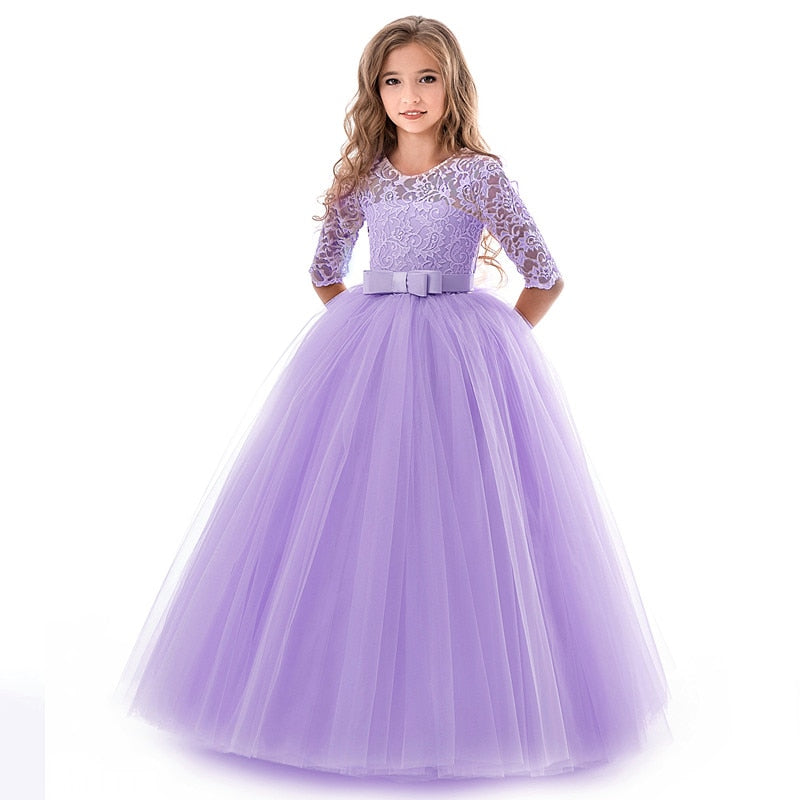 Princess Lace Dress Kids Flower Embroidery Dress For Girls Vintage Children Dresses For Wedding Party Formal Ball Gown The Clothing Company Sydney