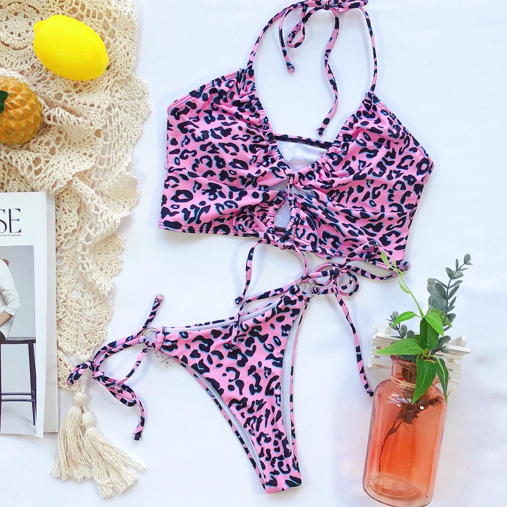 Animal Print Bikini Push Up Swimwear Women Leopard Female Bandage Swimwear Monokini Halter Backless Bathing Suit The Clothing Company Sydney