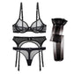 Ultra-thin transparent yarn lingerie set bras+garters+thongs+stockings 4 piece set The Clothing Company Sydney