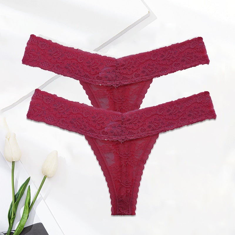 2 Pack Lace G-string Thong Panties Floral Underwear Transparent Underpants Lingerie Briefs The Clothing Company Sydney