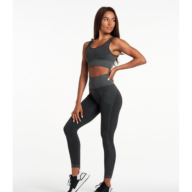 Seamless Yoga Set Women Dry Fit Two 2 Piece Tight Crop top Bra Legging Sportsuit Workout Outfit Fitness Wear Gym Set The Clothing Company Sydney