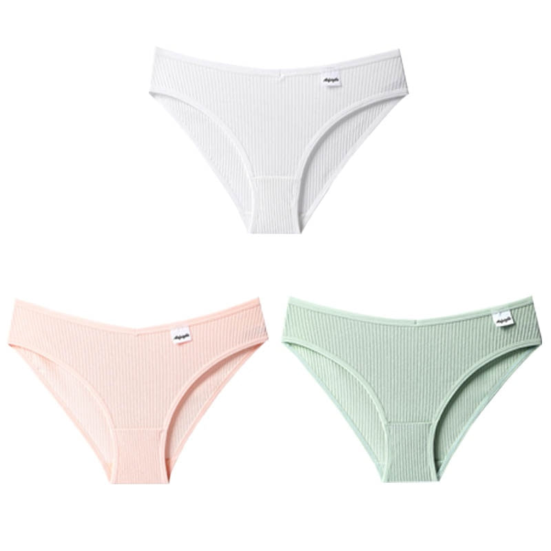 Panties Striped Cotton Underwear Solid Color Briefs Low-Rise Soft Panty Women Underpants Female Lingerie The Clothing Company Sydney