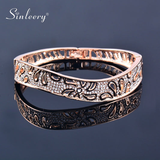 Luxury Hollow Flower Bangles For Women Rose Gold Silver Color Crystal Bracelets Best Friends Gifts Jewellery The Clothing Company Sydney