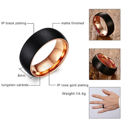 Black TUNGSTEN CARBIDE Rings for Men 8mm Wedding Band Interface Matt Surface Classic Alliance Jewellery Anniversary Gift The Clothing Company Sydney