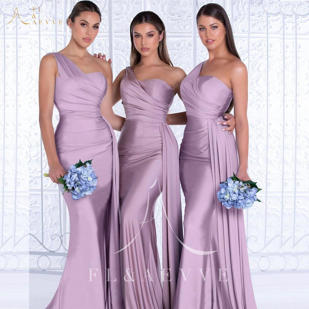 Mermaid Bridesmaid Dresses One Shoulder Dresses Elegant Wedding Elastic Satin Party Bridesmaids Gowns The Clothing Company Sydney