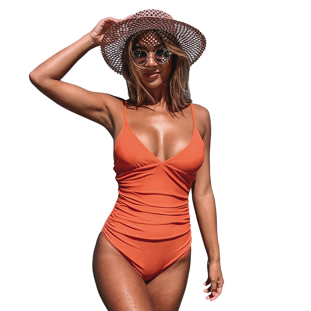 V-neck One-Piece Swimsuit Monokini Beach Bathing Suit Swimwear The Clothing Company Sydney