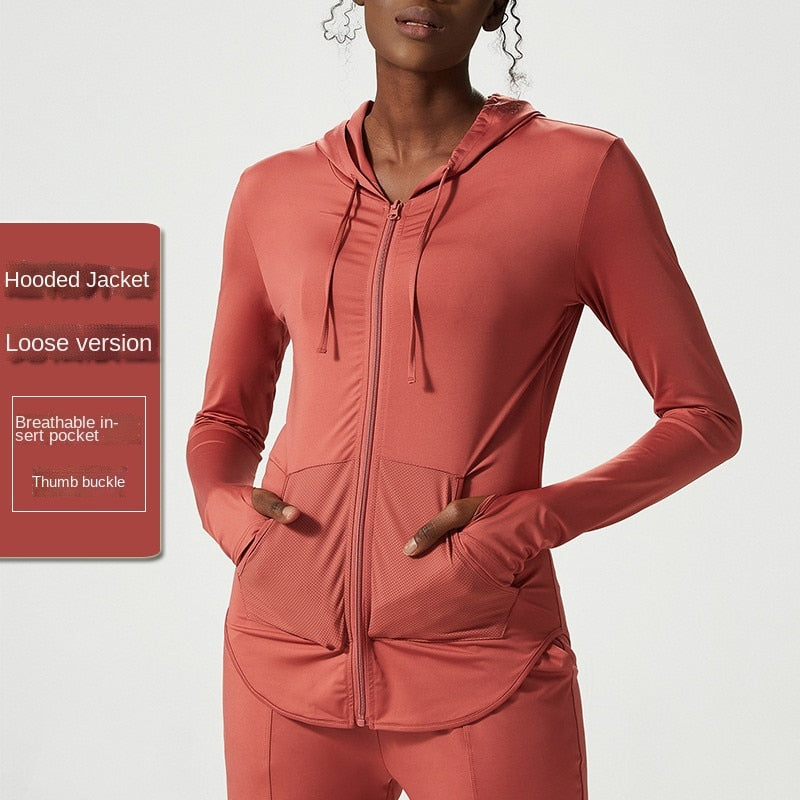 Woman Sweater Sports Wear Long Sleeve Shirts Zipper Fitness Yoga