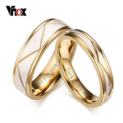 Wedding Rings for Love Matte Finish Stainless Steel Gold Color Women Men Couple Bands Personalized Engrave Gift The Clothing Company Sydney