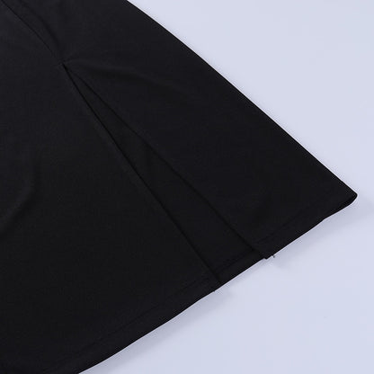 Elegant Chain Strapless Sleeveless Solid Basic Split Knee-Length Bodycon Summer Young Style Dress The Clothing Company Sydney