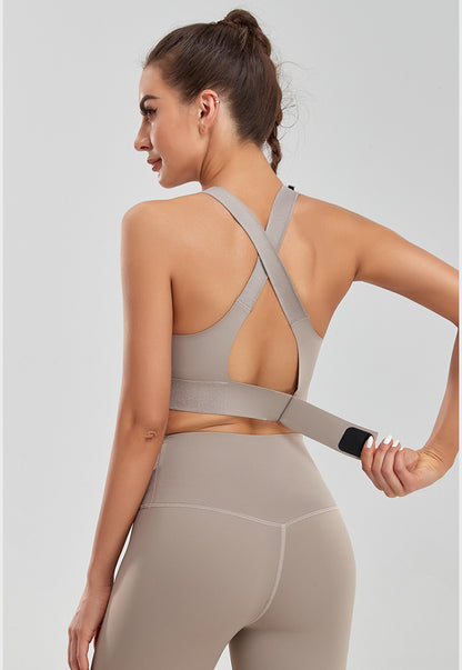 Shockproof Gym Sports Plus Size High-intensity Workout Running Seamless Velcro Shoulder Strap Hem Fitness Bra Top The Clothing Company Sydney