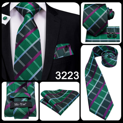 3 Piece Business Classic Blue Black Striped Solid Neck Tie Necktie Pocket Square Cufflinks Wedding Party Silk Tie Set The Clothing Company Sydney