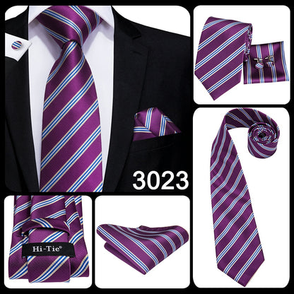 3 Piece Business Classic Blue Black Striped Solid Neck Tie Necktie Pocket Square Cufflinks Wedding Party Silk Tie Set The Clothing Company Sydney