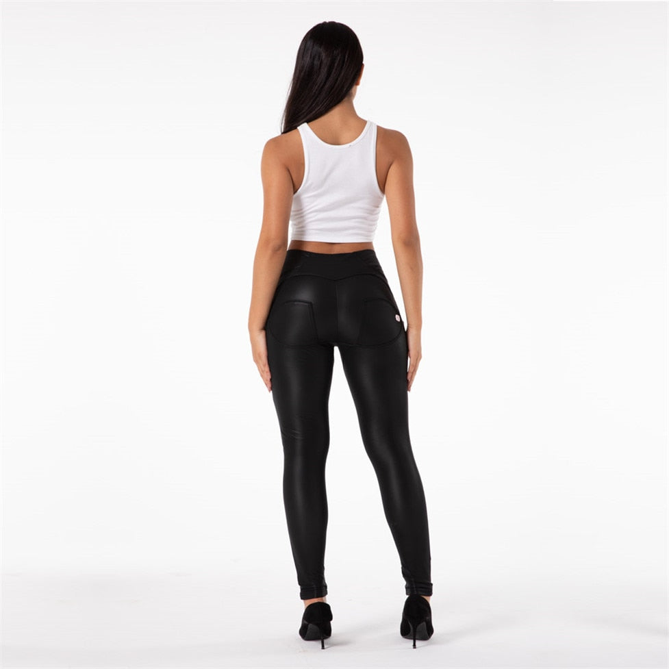 Melody Black Pleather Pants Womens Heat Fleece Lined Leggings Pu Skinny Push Up Trousers The Clothing Company Sydney