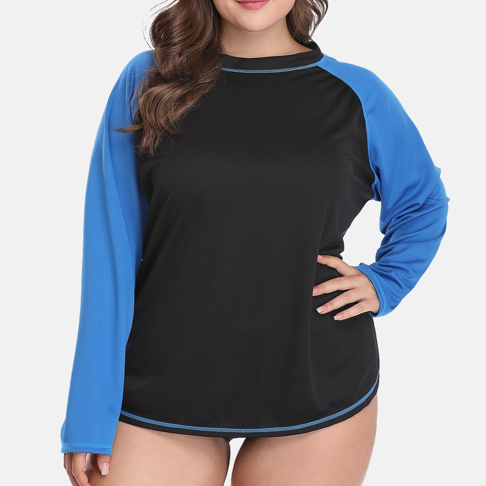 Women's Plus Size Long Rashguard Top UPF 50+ Diving Surf Swimwear Shirts Rash Guard Swimsuit Colorblock Beach Wear The Clothing Company Sydney