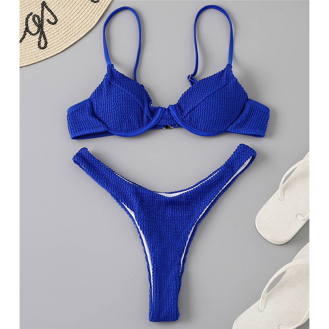 Ribbed Underwired High Cut Bikini Swimsuit Female Swimwear Women Two-piece Bikini set Thong Bather Bathing Suit The Clothing Company Sydney