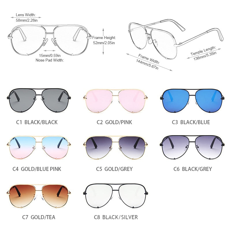 Classic Metal Aviation Sunglasses Women Fashion Alloy Pilot Sun Glasses Men Gradient Lens Driving Shades Ladies UV400 The Clothing Company Sydney