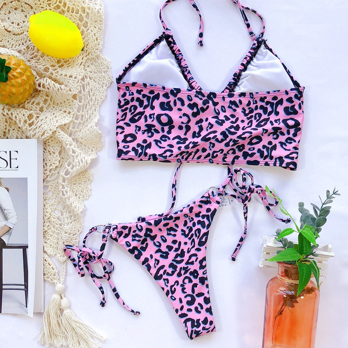 Animal Print Bikini Push Up Swimwear Women Leopard Female Bandage Swimwear Monokini Halter Backless Bathing Suit The Clothing Company Sydney