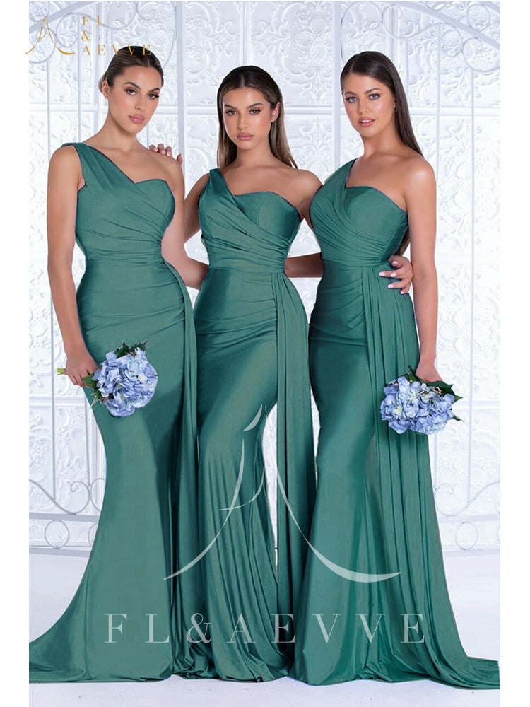 Mermaid Bridesmaid Dresses One Shoulder Dresses Elegant Wedding Elastic Satin Party Bridesmaids Gowns The Clothing Company Sydney