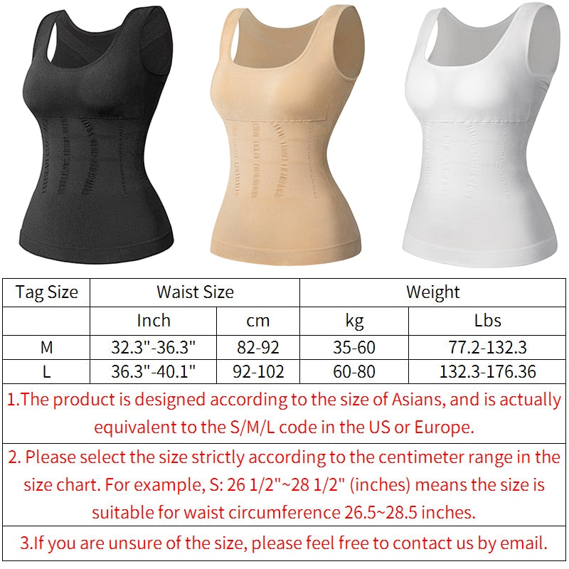 Women's Padded Shapewear Camisole Body Shaper Compression Shirt With Pads Waist Trainer Tummy Control Tank Tops Seamless Corset The Clothing Company Sydney