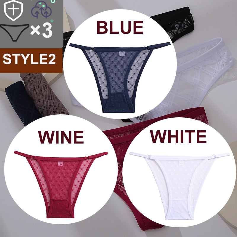 3 Pack Floral Transparent Thongs G-string Lingerie Lace Panties Low-Waist Briefs Mesh Pantys The Clothing Company Sydney