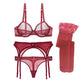 Ultra-thin transparent yarn lingerie set bras+garters+thongs+stockings 4 piece set The Clothing Company Sydney