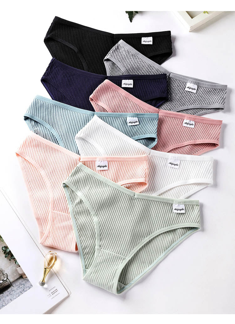 Panties Striped Cotton Underwear Solid Color Briefs Low-Rise Soft Panty Women Underpants Female Lingerie The Clothing Company Sydney