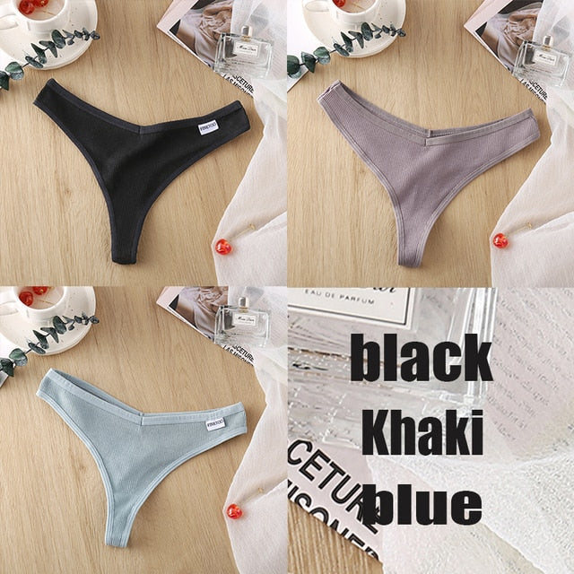 3 Pack 8 Colors Thong G-String Cotton Mix Thongs Panties V Waist Underpants Pantys Lingerie The Clothing Company Sydney