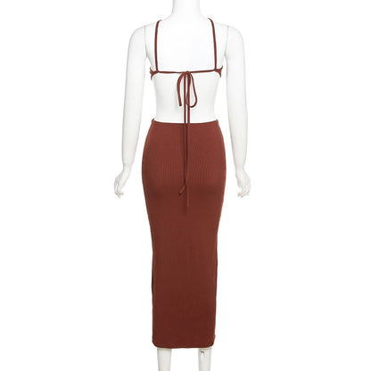 Summer Halter Maxi Dress Elegant Sexy Sleeveless Backless Club Party Cutout Bandage Dresses The Clothing Company Sydney