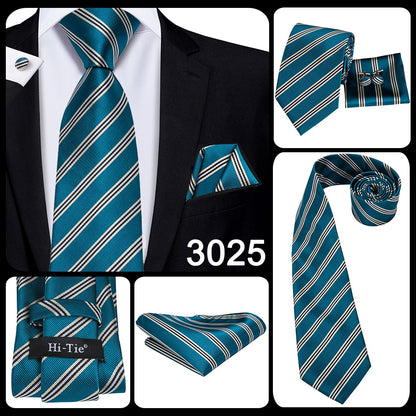 3 Piece Business Classic Blue Black Striped Solid Neck Tie Necktie Pocket Square Cufflinks Wedding Party Silk Tie Set The Clothing Company Sydney