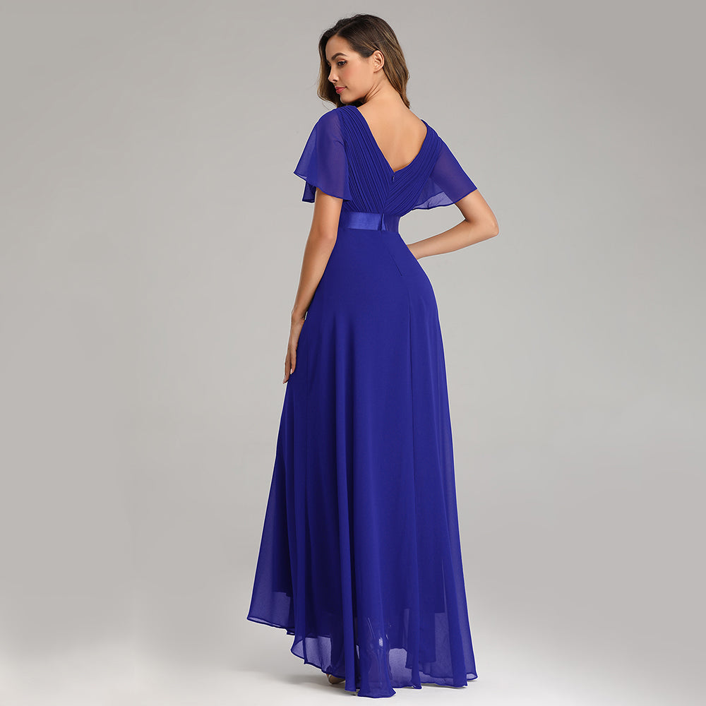 Elegant V-Neck Ruffles Chiffon Evening Gown  Wedding Party Cocktail Formal Dress The Clothing Company Sydney