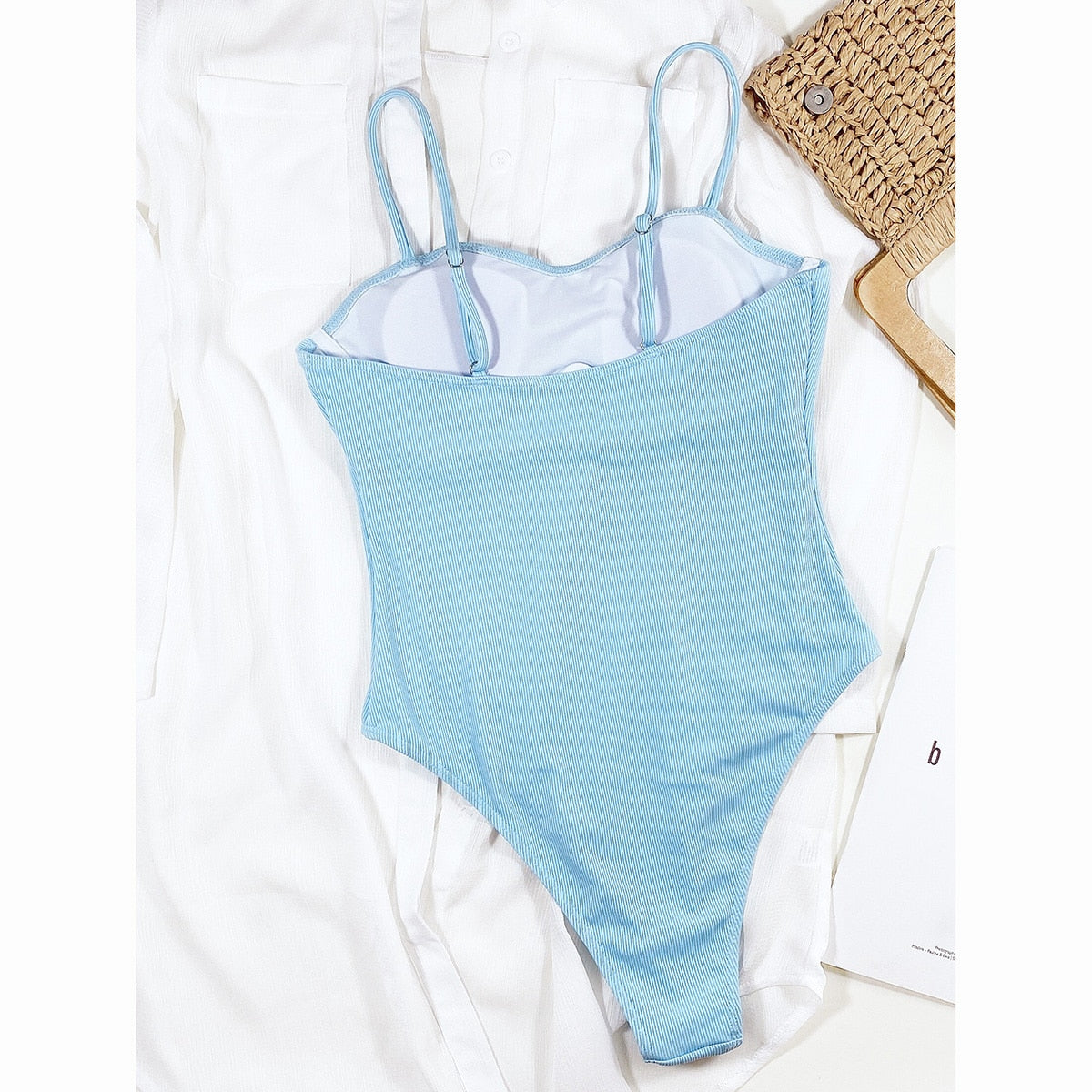 One Piece Swimsuit Solid Blue Swimwear Thong Bathing Suit Monokini Bathing Suit Swimming Suits Beachwear The Clothing Company Sydney
