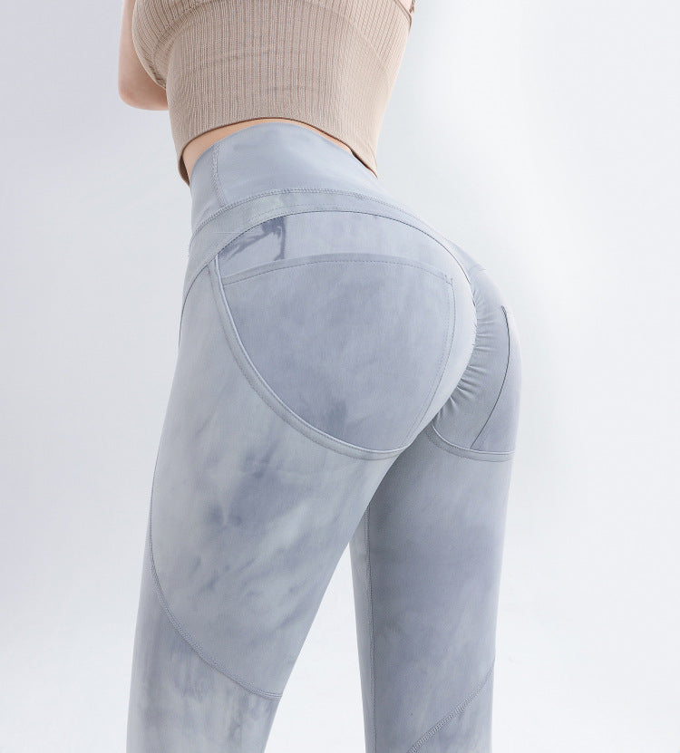 Tie-dye Brushed Hip Fitness Trousers Women High-waist Quick-dry Leggings Peach Hip Yoga Pants The Clothing Company Sydney