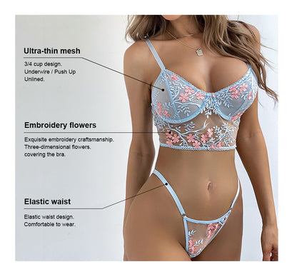 Sensual Lingerie Woman Floral Bra Set Erotic Lingerie Set Woman 2 Pieces Sexy Lace Women's Underwear Set Brief Sets The Clothing Company Sydney