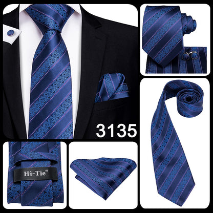 Business Tie for Men Silk Blue Tie Dots Necktie Set Plaid Cufflinks for Wedding Business Tie 150cm The Clothing Company Sydney