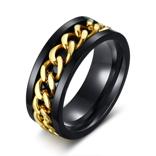 Vnox Spinner Black Chain Ring for Men Punk Titanium Steel Metal Finger Jewellery The Clothing Company Sydney