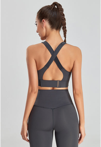 Shockproof Gym Sports Plus Size High-intensity Workout Running Seamless Velcro Shoulder Strap Hem Fitness Bra Top The Clothing Company Sydney