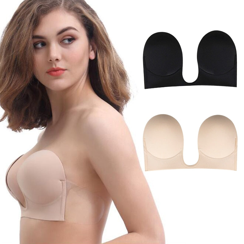 Invisible Push Up Strapless Bras Dress Wedding Party Sticky Self-adhesive Silicone Brassiere Breathable Deep U Bra Underwear The Clothing Company Sydney