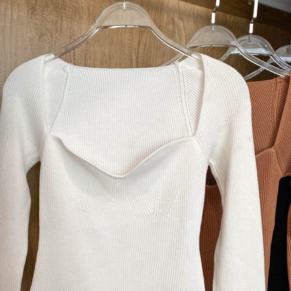 Square Collar Long Sleeve Knitted Pullover Spring Autumn Sweater Winter Top Jumper The Clothing Company Sydney