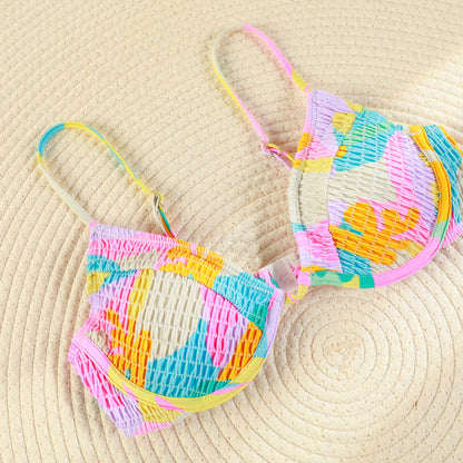 Patchwork Triang Swimsuit Bikini Set Pleasted Swimwear Thong Push Up Beachwear String Bikini Set The Clothing Company Sydney