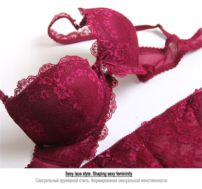 2 Piece underwear Set Lace Push-up Bra And Panty Sets Bow Comfortable Brassiere Bra Adjustable Deep V Lingerie The Clothing Company Sydney