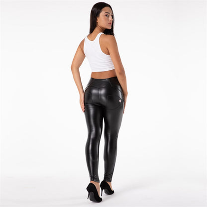 Melody Black Pleather Pants Womens Heat Fleece Lined Leggings Pu Skinny Push Up Trousers The Clothing Company Sydney