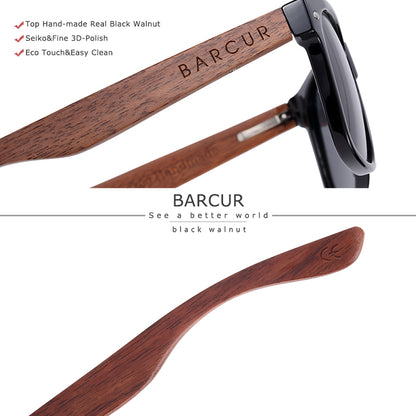 Designer Black Walnut Wood Polarized Sunglasses Men Glasses UV400 Protection Eyewear The Clothing Company Sydney