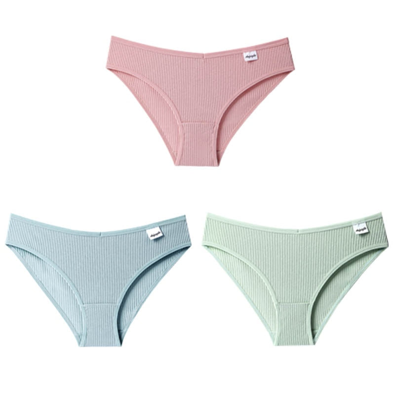 Panties Striped Cotton Underwear Solid Color Briefs Low-Rise Soft Panty Women Underpants Female Lingerie The Clothing Company Sydney