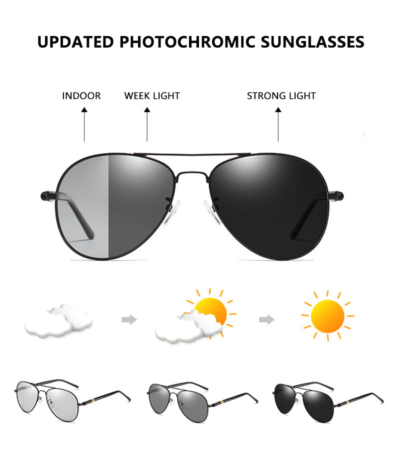 Fashion Photochromic Sunglasses Men Women Chameleon Polarized Pilot Sun Glasses Anti-glare Driving Eyeglasses UV400 The Clothing Company Sydney